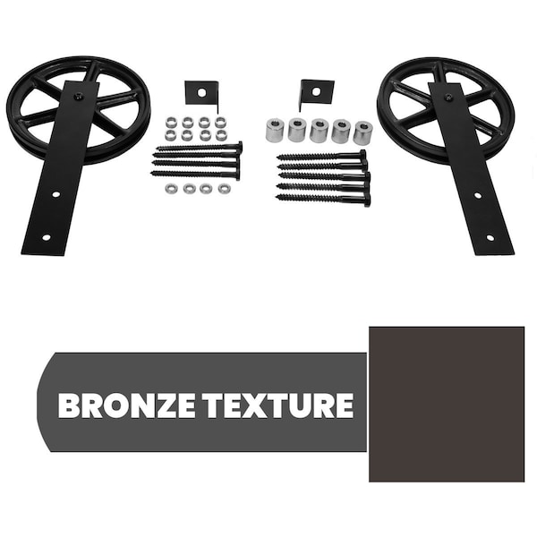 Ekena Millwork Exterior Dummy Roller Single-Panel Hardware Set w/ 2 Fixed Wagon Wheel Hangers (track not included) GB6004EHWBZ - main